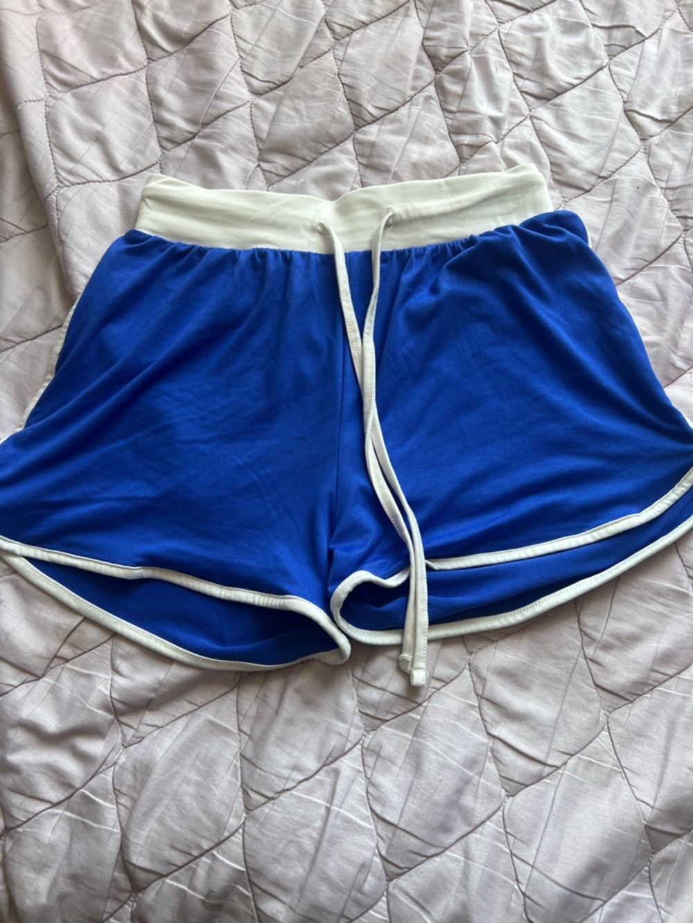 Blue Women's Athletic Shorts with White Trim